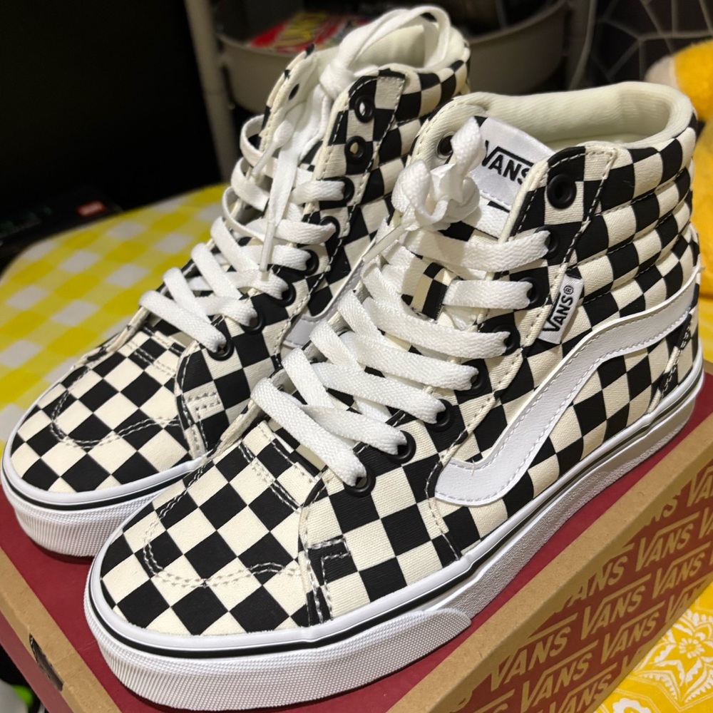 Vans Black and White Checkerboard High-Tops
